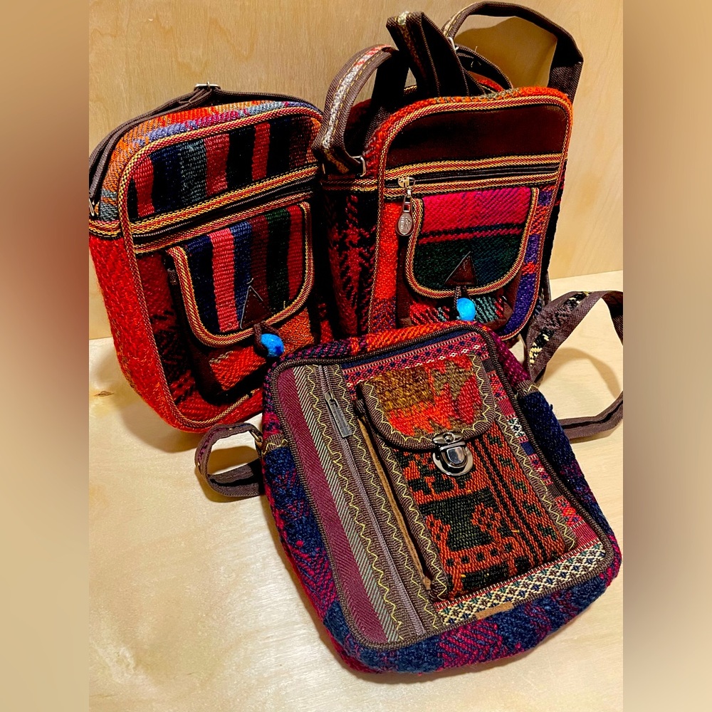 Ethnic bags with zippers, multiple pockets & adjustable crossbody